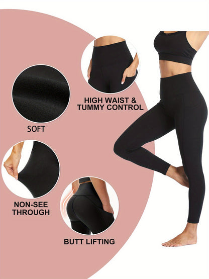 5-Pack Women's High-Waisted Yoga Pants with Side Pockets