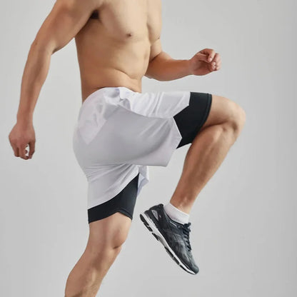 Gym Sports Shorts Two-in-one Mens Shorts Breathable Quick-drying Casual Double-layer Shorts