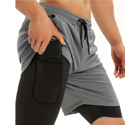 Gym Sports Shorts Two-in-one Mens Shorts Breathable Quick-drying Casual Double-layer Shorts