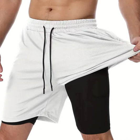 Gym Sports Shorts Two-in-one Mens Shorts Breathable Quick-drying Casual Double-layer Shorts